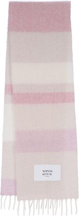 Maison Kitsun&eacute; Multicolor Striped Fringed Alpaca-Blend Scarf