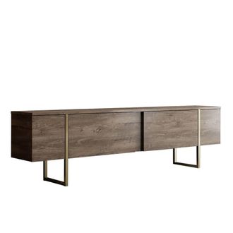 Calicosy Mueble TV 2 puertas abatibles L180 cm - Efecto Nogal y oro
