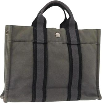 Herm&egrave;s Pre-owned Vintage Canvas Tote Bag - Dames - Vintage Shopper - Grijs - ONE Size - Vintage