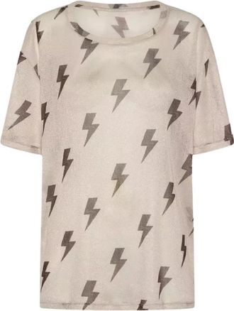 One Teaspoon Oversized T-Shirt - Dames - T-shirts - Beige - XS - Tops