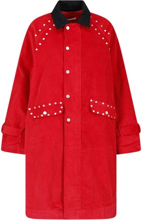 Gimaguas Red Joaquin Ribbed Velvet Studded Coat