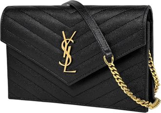 Saint Laurent Black Leather Chain/Shoulder Wallet (Pre-Owned)