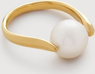 Monica Vinader Gold Nura Round Pearl Ring Pearl
