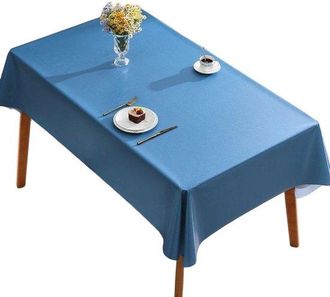 OEM Mantel Liso Con Estampado De Hojas De Loto. Resistente A Las Manchas. Ligero E Impermeable. Medidas: 120 X 170 Cm. Color: Azul Oscuro