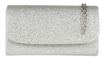 Girly HandBags Womens Glitter Plain Clutch Bag Silver