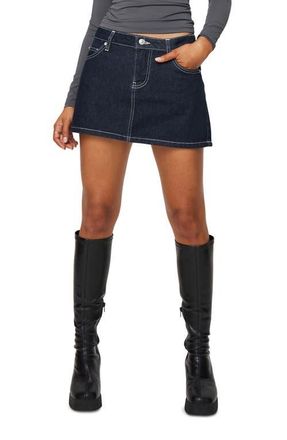 Princess Polly Bracken Low Rise Denim Miniskirt in Navy at Nordstrom, Size 8
