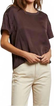 perfectwhitetee Delphine Satin Crew Neck Tee In Cocoa