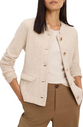 Nic+Zoe Cotton Blend Tweed Knit Jacket in Cream Mix at Nordstrom, Size Xx-Large