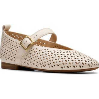 Clarks Fawna Mary Jane Flat in Cream Leather at Nordstrom Rack, Size 7.5