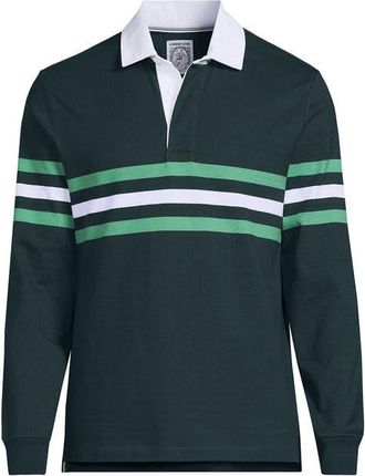 Lands End Long Sleeve Stripe Rugby Shirt in Green Gables/blue Stripe at Nordstrom, Size Xx-Large