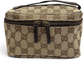 Gucci Beige Brown Gg Canvas Pouch Vanity Bag (Pre-Owned)