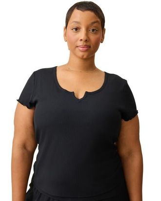 Kindred Bravely Ribbed Modal Notched Nursing T-Shirt in Black at Nordstrom, Size X-Large