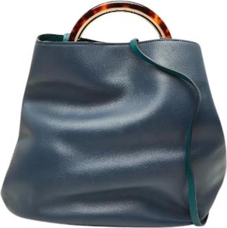 Marni Pre-owned Handbags, female, Blue, Size: ONE SIZE Pre-owned Pannier Circle Leather 2way Bag