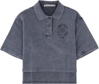 Alexander Wang Polo met logo - Dames - Polos - Blauw - M - Katoen - Tops