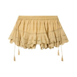 Isabel Marant Korte Broeken, Dames, Geel, XS, Katoen, Puria Ruffled Shorts