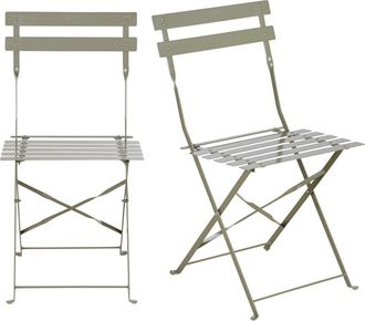 Maisons du monde Set de 2 sillas de exterior plegables de acero verde caqui