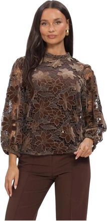 Aaiko Overhemden, Dames, Bruin, L, Aaiko Dames Top Shaila Velvet Pes 500 Bruin - Maat XS