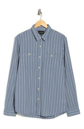 Lucky Brand Stripe Dobby Button-Up Shirt in Blue Stripe at Nordstrom Rack, Size Xx-Large