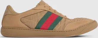 Gucci Mens Screener Sneaker, Brown, Nylon