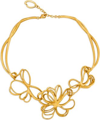 Oscar De La Renta Halsketting met bloemen - Goud