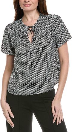 T Tahari Drop Shoulder Woven Printed Blouse