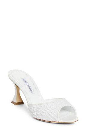 Manolo Blahnik Jadaron Slide Sandal in White at Nordstrom, Size 10.5Us