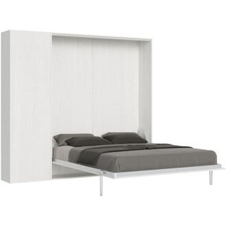 Itamoby Letto matrimoniale a scomparsa 160 verticale con colonna - kentaro - Colore: Bianco Frassino