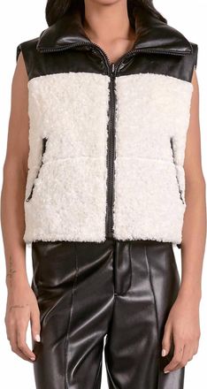 Elan Reversible Faux Leather Vest In Black