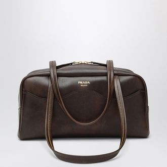 Prada Carry large bowling bag in aged leather Cacao