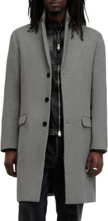 AllSaints Hal Longline Coat in Light Grey Marl at Nordstrom Rack, Size 36