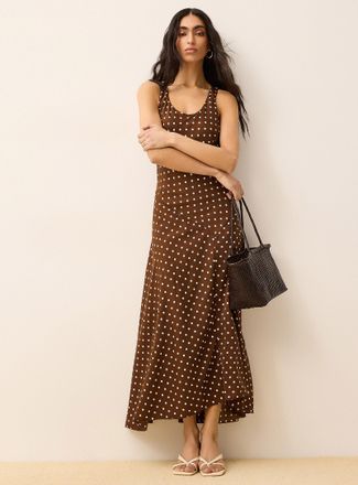 Icone Womens Polka dot long sleeveless mermaid dress