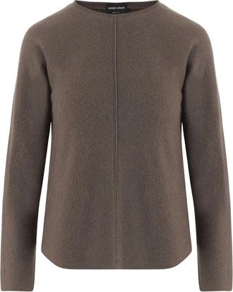 Giorgio Armani Trui van Stretch Zijde en Kasjmier - Dames - Cashmere truien - Bruin - M - Kasjmier - Truien & Vesten