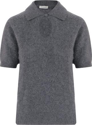 By Malene Birger Grey Tallalia Cut-Out Short-Sleeve Cashmere Sweater