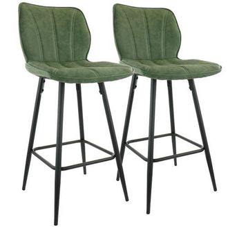 Elama 2 Piece Faux Leather Bar Chair with Metal Legs in Green at Nordstrom