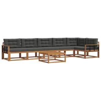 vidaXL Conjunto De Sof&aacute;s De Exterior 7 Pcs Natural Y Antracita Vidaxl