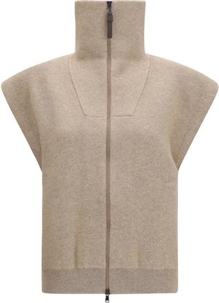 Brunello Cucinelli C&aacute;rdigan con cremallera y cuello alto - Knitwear - Mujer - Marr&oacute;n - L