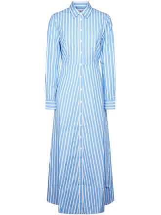 MC2 Saint Barth Vertical Stripe Long Dress with Classic Collar