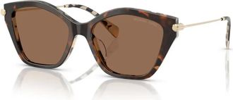 Michael Kors Onregelmatige Vorm Schildpad Zonnebril - Dames - Zonnebrillen - Bruin - 54 MM - Accessoires