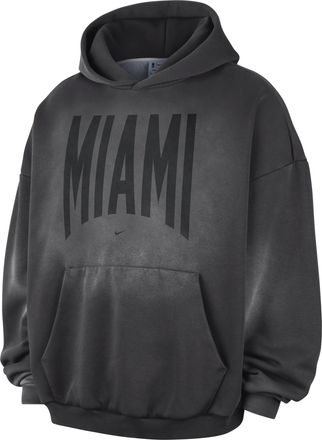 Nike Mens Miami Heat Standard Issue Therma-FIT Fleece Basketball Pullover Hoodie in Grey | II6024-099