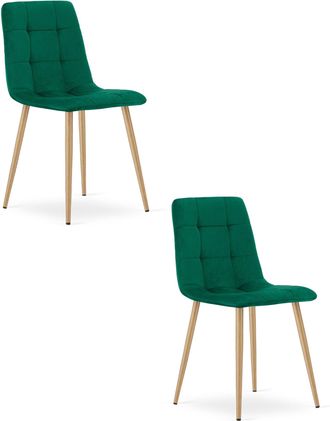 OEM Silla Kara - Terciopelo Verde Oscuro / Patas Color Madera X 2