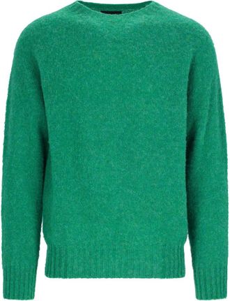 Howlin Shetland Wool Crew Neck Sweater with Ribbed Finishes