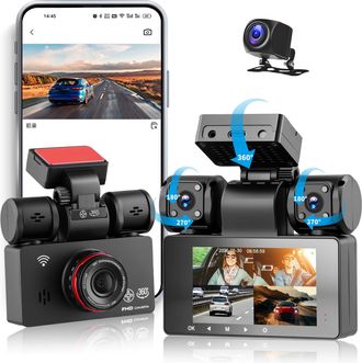 OEM C&aacute;mara De Salpicadero 2k Para Coche, Frontal Y Trasera, 4 Canales, 360 Grados, Pantalla De 3 Pulgadas Con Aplicaci&oacute;n, Visi&oacute;n Nocturna Infrarroja, Grab