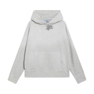 Prada Hoodie met juwelenspeld - Dames - Hoodies - Grijs - S - Katoen - Hoodies & sweatvesten