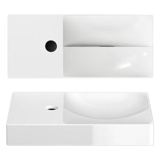 Clou Vale keramiek fontein 45x19x7cm kraangat links wit glans