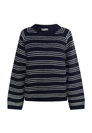 Dreimaster Dreimaster Gebreide trui Dames marine wol wit