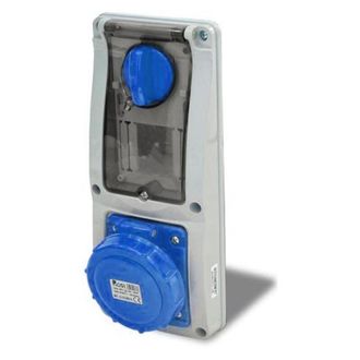 Rosi Collection Presa interbloccata verticale con sezionatore, ad incasso, con barra DIN, 230V, 3 poli, 16A, IP67 - Rosi 16.3216B6-ID