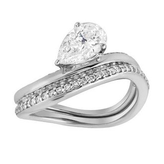 LuvMyJewelry Selena Silk Wave 2.00 Ct Pear Lab Grown Diamond Engagement Ring in 14K White Gold at Nordstrom, Size 7