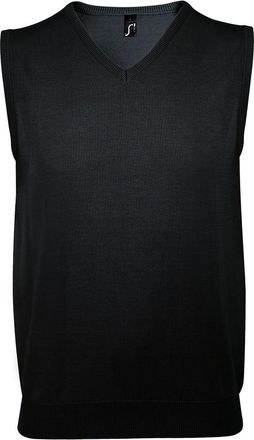 SOLS Unisex Heren Mouwloze V Hals Trui Vest (Zwart)