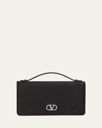 Valentino Garavani Crystal VLogo Satin Top-Handle Bag