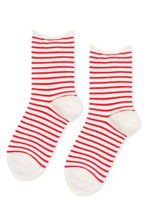 Hansel From Basel Nautical Stripe Crew Socks in Pink at Nordstrom